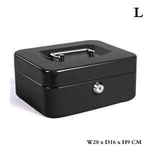 Secure Metal Cash Box with Key Lock (W20 x D16 x H9)CM #200-L