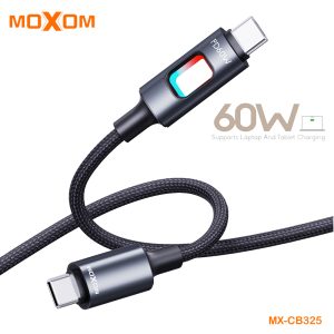 MOXOM MX-CB325, LED 60W Type-C to Type-C Cable 1-Meter - Black