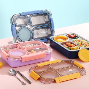 Stainless Steel Lunch Box with Bowl & Spoon with Removable Inner Plate 750ml+150ml