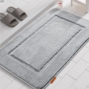 Danny Home Luxury Bath Mat Absorbent Non-Slip Washable Shaggy Bathroom Rug 50X80CM - Grey