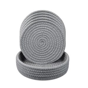 4-Pcs Thick Heat Resistant Hot Pads With Storage Basket 18cm