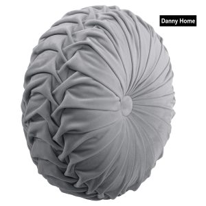 Danny Home 40-cm Round Sofa Cushion Grey Color Velvet Home Decor