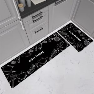 Set of 2 Anti-Slip Water Absorbent Kitchen Carpet Floor Mat #C03