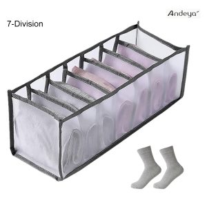 Andeya 7-Divider Mesh Grid Storing Organizer Box Underwear & Socks