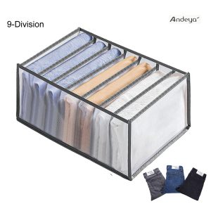 Andeya 9-Divider Mesh Grid Storing Organizer Box Jeans & T-Shirt
