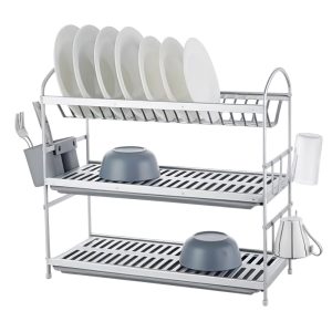 65-cm Aluminum Large 3-Layer Dish Rack
