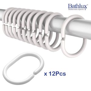 Bathlux 12 Pcs Flexible Plastic Shower Curtain Rings