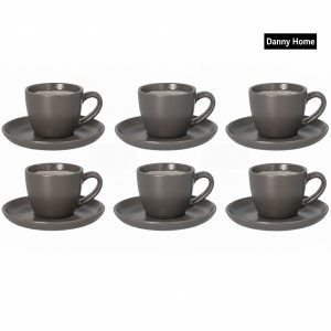 Danny Home 6-Pcs Ceramic Espresso Cup And Saucer Set 100ml