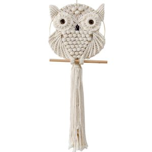 Bohemian Macrame Owl Art Wall Decor 30x75cm