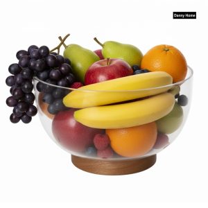 Danny Home Glass Salad Bowl With Acadia Wooden Tray 23.5cm