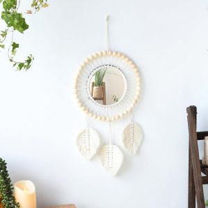 Bohemian Macrame Round Wall Mirrors for Room Decor