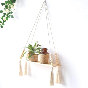 Bohemian Macrame Woven Tapestry Storage Rack Wall Hanging Shelf 14x40cm