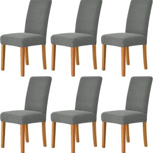 6-Pcs High Back & Universal High Elasticity Chair Cover Jacquard - Grey