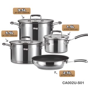 DSP CA002U-S01 Stainless, Die-Casting Non-Stick Casserole Set – 7 Pieces