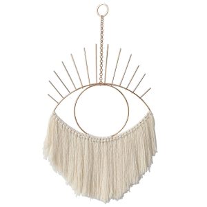 Bohemian Macrame Gold Eye See You Almond Decorative Wall Hanging