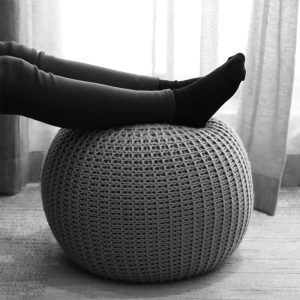Round Pouf Ottoman Hand Knitted Round Floor Pouf Comfortable Foot Rest for Indoor Living Room