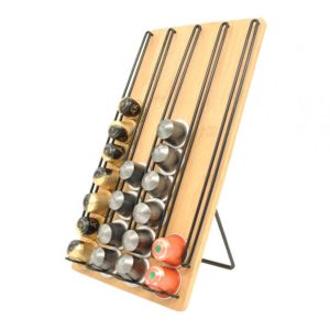 40-Pcs Bamboo and Metal Espresso Capsule Holder