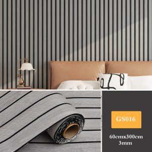 3D Groove grille Roll Wall Panel Peel-and-Stick Waterproof Wallpaper 60x300cmx3mm Dark-Brown/Grey