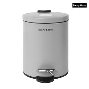 Danny Home 5L Carbon Steel Pedal Trash Can - Matte Grey