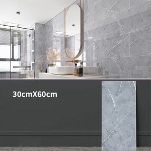 High Gloss Marble Effect PVC Wall Sticker Self Adhesive 30x60cm