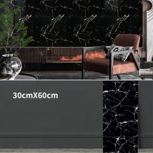 High Gloss Marble Effect PVC Wall Sticker Self Adhesive 30x60cm