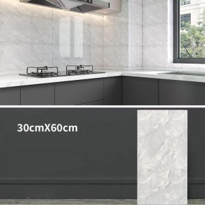 High Gloss Marble Effect PVC Wall Sticker Self Adhesive 30x60cm