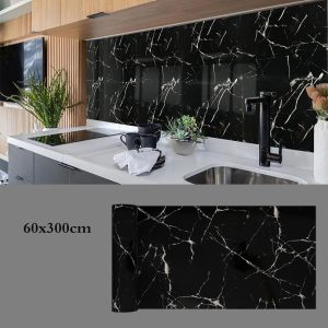 High Gloss Marble Effect Peel and Stick PVC Wallpaper 60x300cm