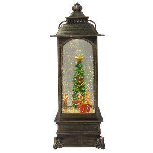 Musical Glitter Snow Globe Christmas Santa Lantern Light