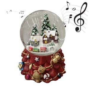 15cm Christmas Snow Globe Winter Village with LED Light & Music