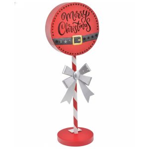 Metal Christmas Sign on Pole With Led Light 51cm #24FM10402