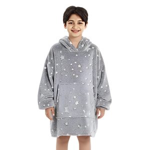 Glow in the Dark Blanket Hoodie for Kids 4-9 Years