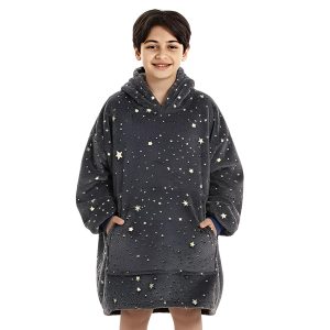 Glow in the Dark Blanket Hoodie for Kids 4-9 Years