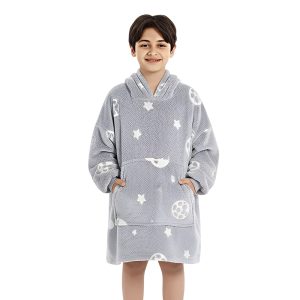 Glow in the Dark Blanket Hoodie for Kids 4-9 Years