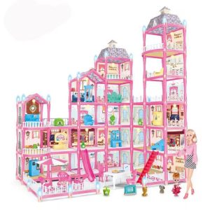 Dollhouse for Girls, Huge 6-Floors 25-Room Dollhouse With Light (494-PCS)