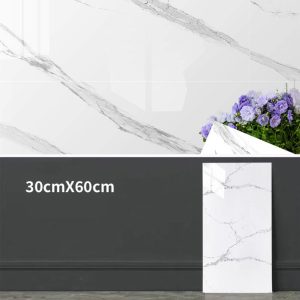 High Gloss Marble Effect PVC Wall Sticker Self Adhesive 30x60cm