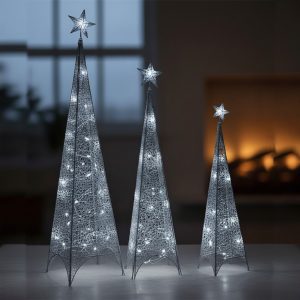 LED Cone Floor Christmas Tree - Silver