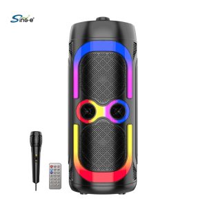 Sing-E Dual 6.5" RGB Cool Light Stereo DJ BT Speaker Cool Light Stereo Speaker with Wired Microphone & Remote Control ZQS6231