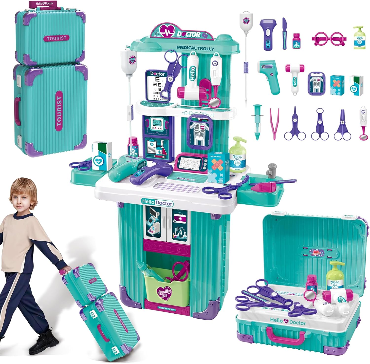 Pre K Doctor Kit 3-in-1 Children's Kids Doctor Kit with Carrying Case - TezkarShop ...
