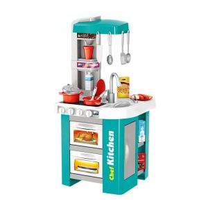 Kids Kitchen Playset, Toddler Play Kitchen with Realistic Sounds & Lights, Sink, 49-PCS Accessories 72.5cm