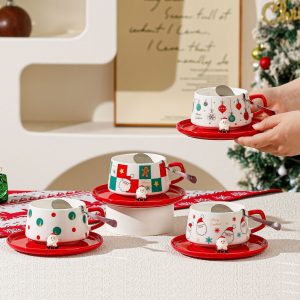 Christmas Ceramic Mug with Lid and Spoon 250ml #XS8216-3