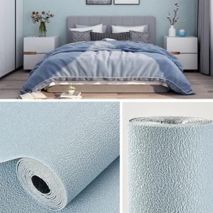 3D Wall Panel Linen Texture Peel-and-Stick Waterproof Wallpaper - Blue 50x300cm
