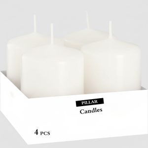 4-Pcs Off-White Pillar Cylinder Candles Set ( 6 x 7.5 ) cm