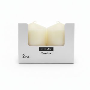 2-Pcs Off-White Pillar Cylinder Candles Set ( 7 x 10 ) cm