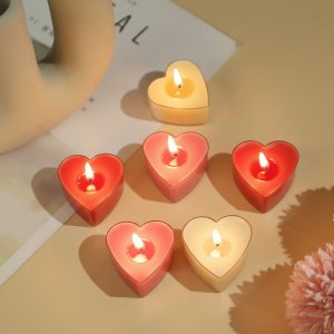 6-Pieces Heart Scented Glass Tealight Candles