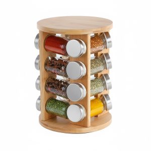 16-Glass Seasoning Jar with Rotatable Base Holder Set