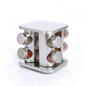 8-JARS 100ML Stainless Steel Rotating Seasoning Spice Jar Set