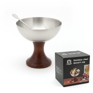1-Pcs Stainless Steel Bowl with Fork for Ice Cream & Dessert