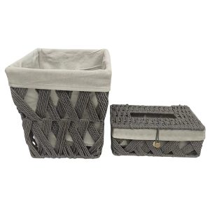 Basket & Tissue Box Set – Elegant and Practical Design - Grey
