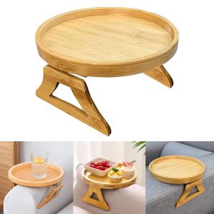 Wooden Sofa Couch Armrest Clip Table — Smart Space-Saving Side Tray
