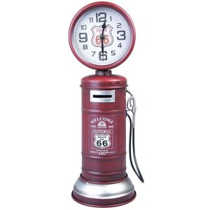 Vintage Decorative Petrol Pump Metal Money Box Clock